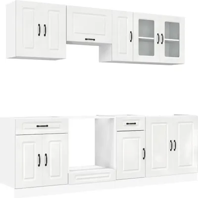 Produktbild von vidaXL 8-tlg. Küchenschrank-Set Kalmar Hochglanz-Weiß Holzwerkstoff