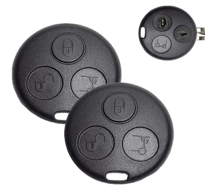 Image de 2 boîtiers de clés sans fil avec 3 boutons, compatibles avec les accessoires pour Fortwo