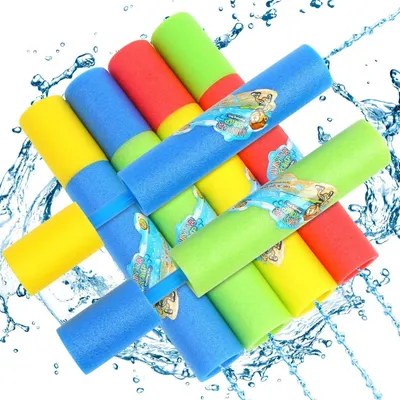 Produktbild von 4 Wasserspritzpistolen Wasserpistole Schaumstoff Bunte Spritzpistole für Kinder und Erwachsene 4 Stück 30cm