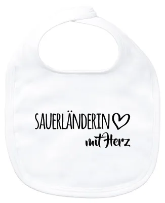 Produktbild von Huuraa Baby Lätzchen Sauerländerin mit Herz White Klettverschluss  Baumwolle Latz Geschenkidee