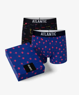 Productafbeelding van Heren boxershorts, 2-pack, donkerblauw en blauw, comfortabel en ademend, maat M