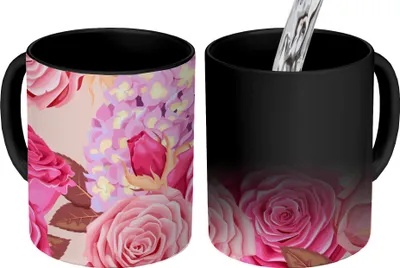 Produktbild von MuchoWow® Zauber Tasse Zaubertasse Magic Blumen - Rosen - Rosa 350 ml Farbwechsel Becher Geschenk Geschenkidee - Magic-Tasse - Fototasse - Keramiktassen - Bilder - Tasse Kaffee - Getränkbecher - Kaffe