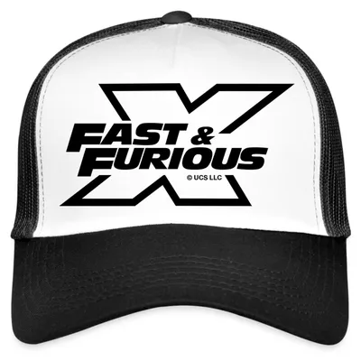 Produktbild von Spreadshirt Fast and Furious 10 Logo mit X schwarz Trucker Cap, One size, Weiß/Schwarz