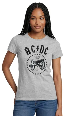 Produktbild von Spreadshirt AC/DC For Those About To Rock Logo Mit Kanone Frauen T-Shirt, L, Grau meliert