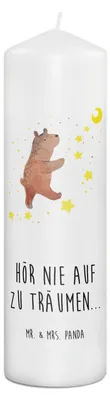 Produktbild von Mr. & Mrs. Panda Kerze Bär Träume 29 x 8 cm XL - Weiß - Geschenk, Erinnerungslicht, Bedruckte, Träumen, Traum, Stumpenkerze, Wachskerze, Erinnerungskerze, Traumdeutung