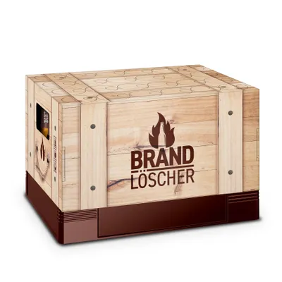 Produktbild von itenga Bierkasten Geschenkverpackung Motiv Brandlöscher - Hülle zum Aufstecken auf Bierkasten
