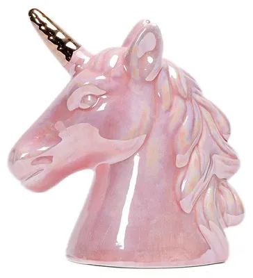 Sparbüchse Einhorn aus Keramik, rosa, 13,5 cm, Münzspardose