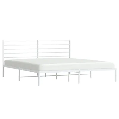 Produktbild von Bettgestell mit Kopfteil Metall Weiß 193x203 cm