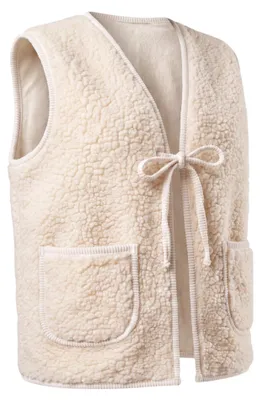 Produktbild von Teddy Weste Damen Bouclé Kurzweste 36-46 Cord Details Schnürung