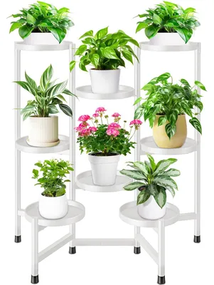 Produktbild von Plantenstandaard mit 8 Niveaus - Metall Pflanzenregal für Innen und Außen