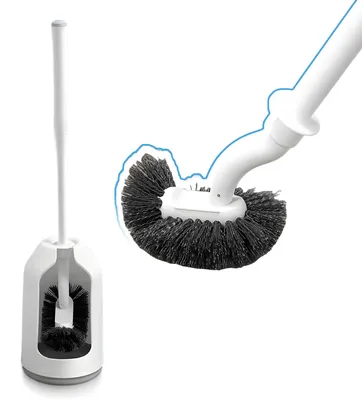 Produktbild von Toilettenbürste mit Halterung, flexible WC-Bürste mit Randreiniger, schnelltrocknende Toilettenbürstenhalterung für Badezimmeraccessoires, Gäste-WC, stehende Toilettenbürste