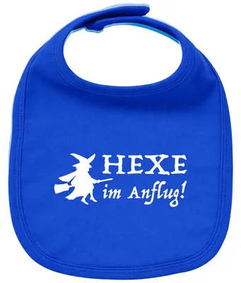 Produktbild von Huuraa Baby Lätzchen Hexe im Anflug Royal Blue Klettverschluss  Baumwolle Latz Geschenkidee