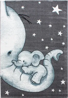 Produktbild von Kinderteppich Elefant Blau 160 x 230 cm Rechteckig