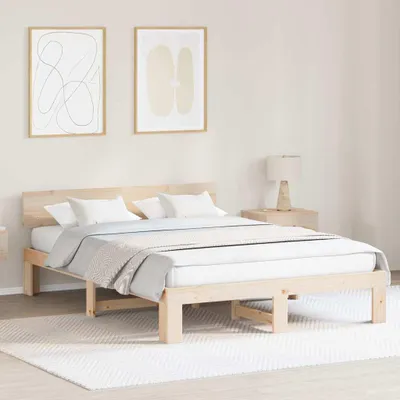 Zdjęcie produktu dla Maison Exclusive – rama łóżka z zagłówkiem Naturalne 140 x 200 cm Lite drewno sosnowe