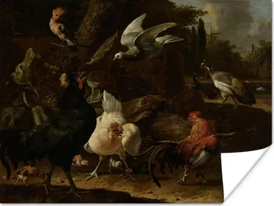 Produktbild von MuchoWow® Poster Vögel in einem Park - Gemälde von Melchior d'Hondecoeter 120x90 cm - Wandbild