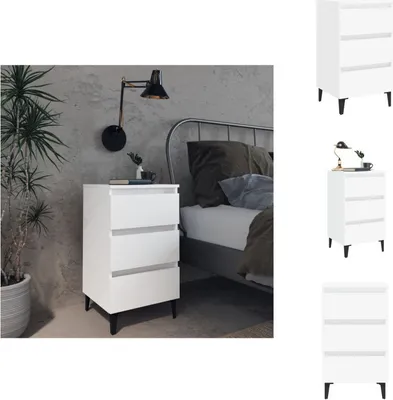 Obrázek produktu pro vidaXL Noční stolek s kovovými nohami bílý 40x35x69 cm - Noční stolky