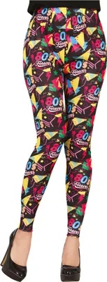 Immagine prodotto di leggings retrò anni '80 look vintage costume carnevale pop art, taglia: 38 - 40 (M) colore: multicolore