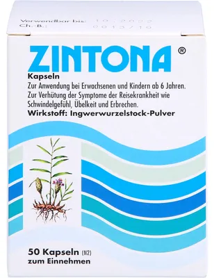 Produktbild von Zintona Kapseln zur Verhütung der Symptome der Reisekrankheit, 50 St. Kapseln