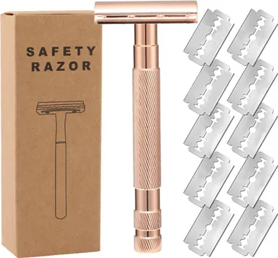 Image de INF Rasoir de sécurité manuel à double tranchant pour peau lisse et soyeuse Or rose