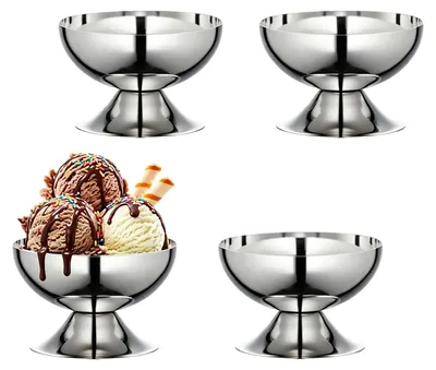 Produktbild von Set aus 4 Edelstahl-Eisbechern - Dessertgläser