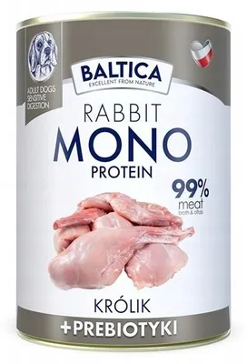 Produktbild von Baltica Monoprotein Kaninchen Präbiotika 400g Hypoallergenes getreidefreies Nassfutter für Hunde