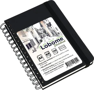 Obrázok produktu pre Skicár Lobome A5 | Skicár Mixed Media s 64 listami | Skicár s bielym papierom s gramážou 150 g/m² a špirálovou väzbou