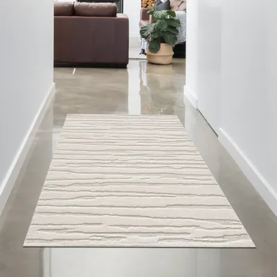 Obrázok produktu pre Dizajnový koberec v krémovej farbe s abstraktným vzorom Veľkosť - 80 x 300 cm