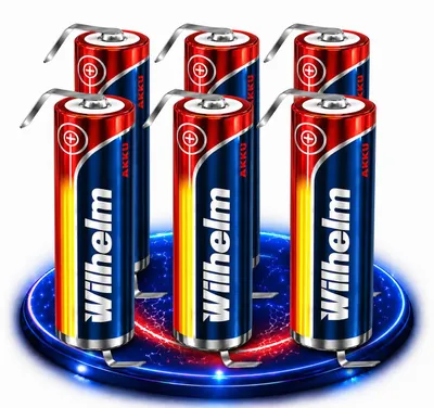 Produktbild von 6 x Lithium Ionen Akku Wilhelm 3,7 V LÖTFAHNE Z Form 800 mAh Typ 14500 Li Ion AA