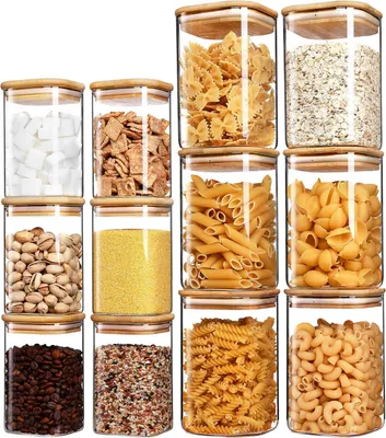 Produktbild von 12er Set Vorratsgläser Mit Deckels2 Größen : 1200ml x 6, 600ml x 6, Vorratsdosen Glas Mit Deckel, Vorratsglas Mit