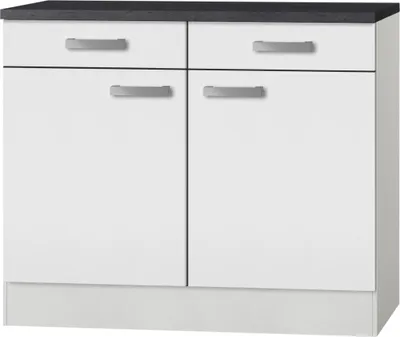 Produktbild von Optifit Unterschrank mit Schublade und Drehtür Oslo214 BxTxH 100 x 60 x 84,8 cm weiß matt zerlegt KUOS U106-9+