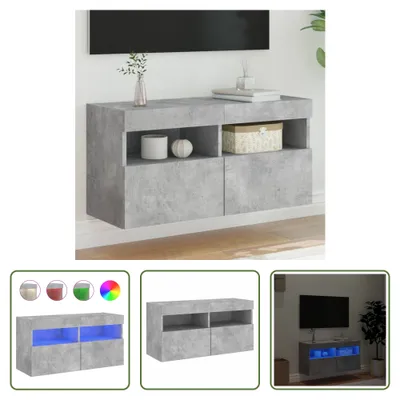 Produktbild von The Living Store TV-Wandschrank mit LED-Leuchten Betongrau 80x30x40 cm