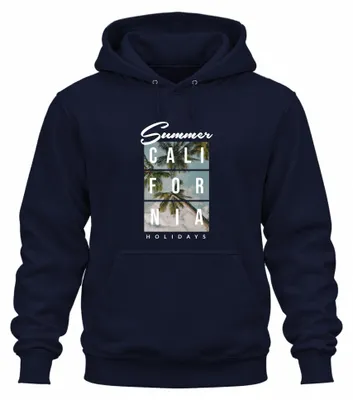 Immagine prodotto di Felpa con cappuccio, ideale per le vacanze estive in California, colore blu navy, taglia L
