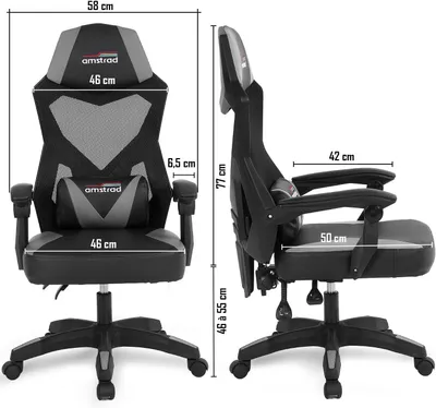 Immagine prodotto di Sedia da gaming ergonomica, sedia da ufficio, bianca e nera, realizzata in rete traspirante, con schienale regolabile fino a 135 gradi