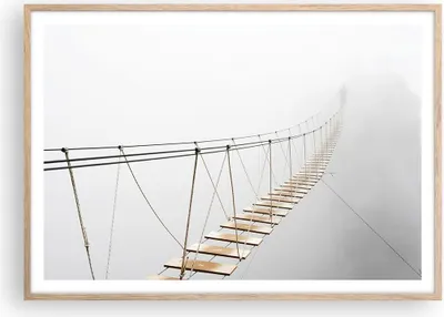 Produktbild von Gerahmtes Poster - Rahmen in heller Eiche - Brücke ausgesetzt Nebel - 100x70 cm - Wand Bild - Wanddeko - Wandbilder - Kunstposter - Wandposter - Bilderrahmen - Bilder - Kunstdruck - P2NAA100x70-5018