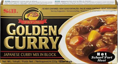 Produktbild von S&B Golden Curry Scharf 220 g – Japanische Curry-Roux für würzige Gerichte + Heartforcards Versandschutz
