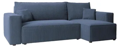 Produktbild von Ecksofa Mulri L Poso 05 Kobaltblau Cord Schlaffunktion Universell Bettkasten