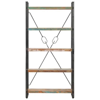 Image de vidaXL Bibliothèque 5 compartiments 90x30x180 cm Vieux bois massif