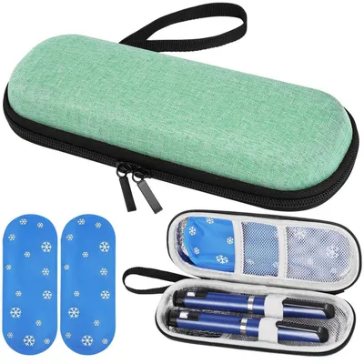 Produktbild von Insulin Kühltasche mit 2 Kühlakkus, klein, grün