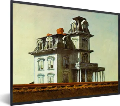 Produktbild von MuchoWow® MuchoWow® Gerahmtes Poster Haus an der Eisenbahn - Edward Hopper 40x30 cm - Poster mit zchwarzem Bilderrahmen - Kunstposter - Wanddekorationen