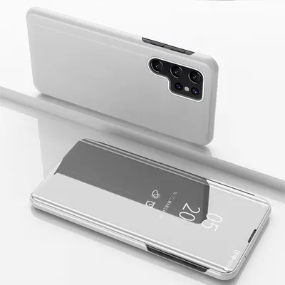 Produktbild von Für Samsung Galaxy S24 Ultra View Spiegel Handy Smart Cover Wake UP Funktion Case Silber