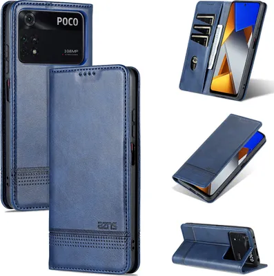 Obrázek produktu pro Xiaomi Poco M4 Pro 4G Pouzdro, Peněženka s Magnetickým Uzávěrem a Stojánkem, Kožené Flip Pouzdro pro Xiaomi Poco M4 Pro 4G modré