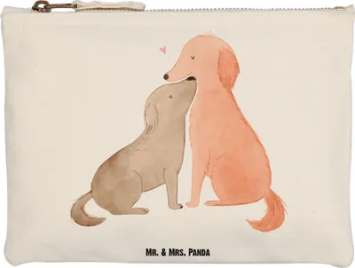 Produktbild von Mr. & Mrs. Panda Kulturbeutel Hunde Liebe Grösse XL Große - Weiß - Geschenk, Etui, Sprüche, Kuss, Vertrauen, Mäppchen, Kosmetiktasche, Federtasche, Federmappe, Hund, Herz
