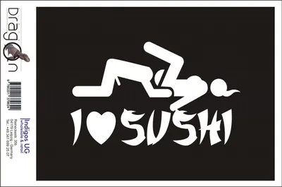Produktbild von Aufkleber / Autoaufkleber - JDM / Die cut / Auto / OEM - I Love Sushi - 190x120 mm schwarz - Heckscheibe / Heckscheibenaufkleber