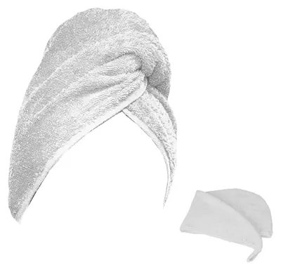Produktbild von Frottee Kopfturban Kopfhandtuch Haartrockentuch Baumwolle Turban Weiß