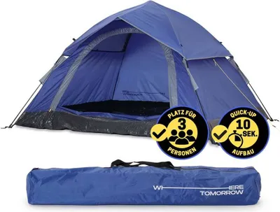 Produktbild von Where Tomorrow Pop Up Wurfzelt für 3 Personen - 215 x 195 x 120 cm - blau