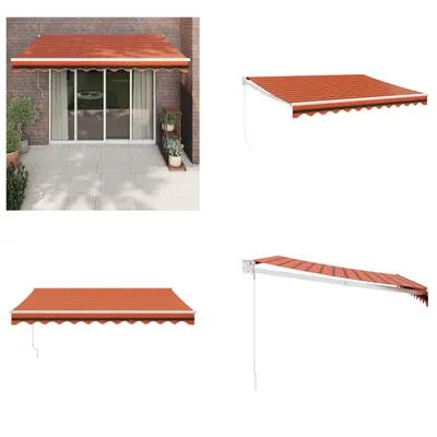 Immagine prodotto di vidaXL Tenda da sole retrattile arancione e marrone 3,5x2,5 m in tessuto e alluminio - Tenda da sole retrattile - Tenda da sole - Tenda da sole a bracci pieghevoli