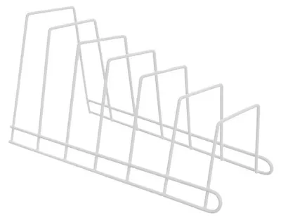 Obrázok produktu pre Držiak na pokrievky a taniere – kuchynský stojan – kov – 34 x 17 x 18,5 cm – biela farba