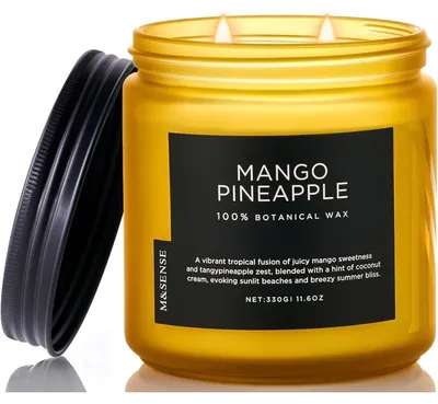 Produktbild von Duftkerze Mango-Ananas Sojawachs 70h Brenndauer 330g 2 Dochte