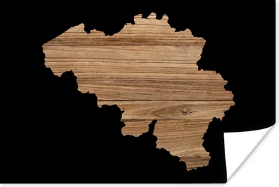 Produktbild von MuchoWow® Poster Karte - Belgien - Holz 180x120 cm - Fotoplakat