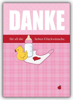 Produktbild von 4x Rosa Dankeskarte für Geschenke zur Geburt eines Mädchen mit Baby